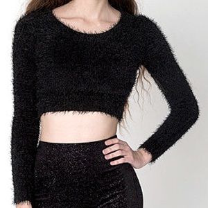 American Apparel AA Black Fuzzy Cropped Sweater Size M